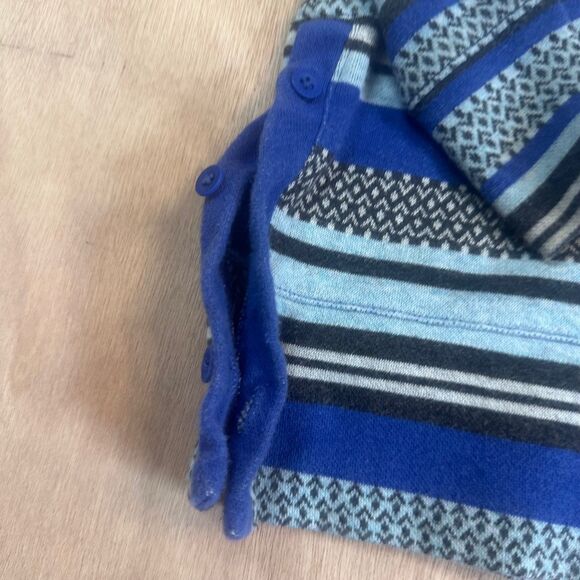 T by Talbots Women’s XL Blue Striped Cotton Top 3/4 Sleeve Button Detail - Picture 3 of 6